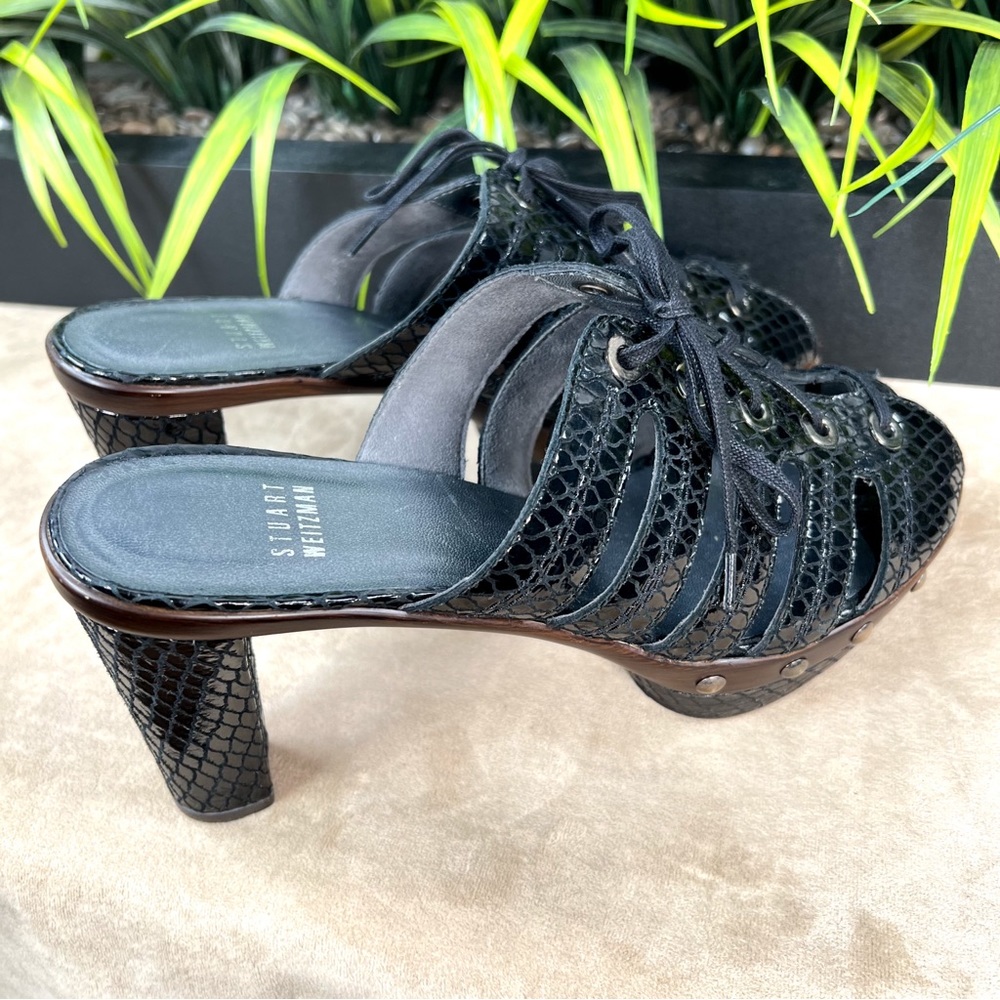 New W/O Box: Stuart Weiztman Black Platform Sanda… - image 7